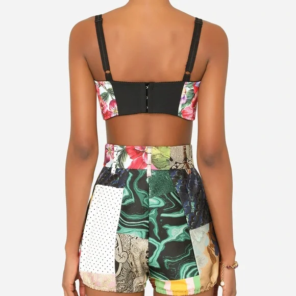 Dolce & Gabbana Patchwork Drill Brocade Bustier Top and Culotte Shorts Briefs - Picture 4 of 16